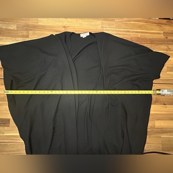 Vintage Victor Costa Wool Oversized Open Front Long Wrap Cardigan Black OSFA - Picture 8 of 9